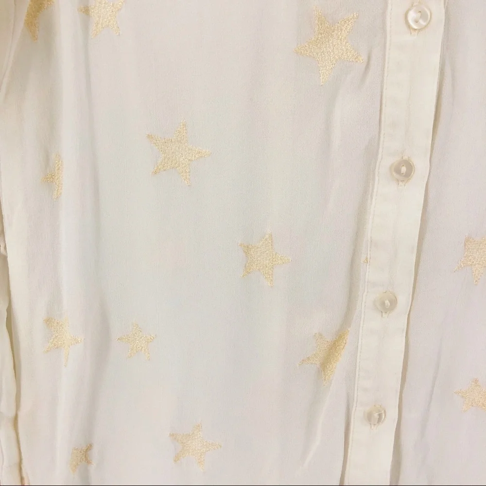 ✅ Michael Stars Star‎ Embroidered Long Sleeve Top SEMI-SHEER SIZE X-SMALL - Picture 4 of 8